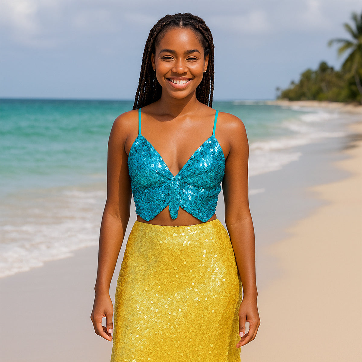 Ready-made Butterfly Sequin Top