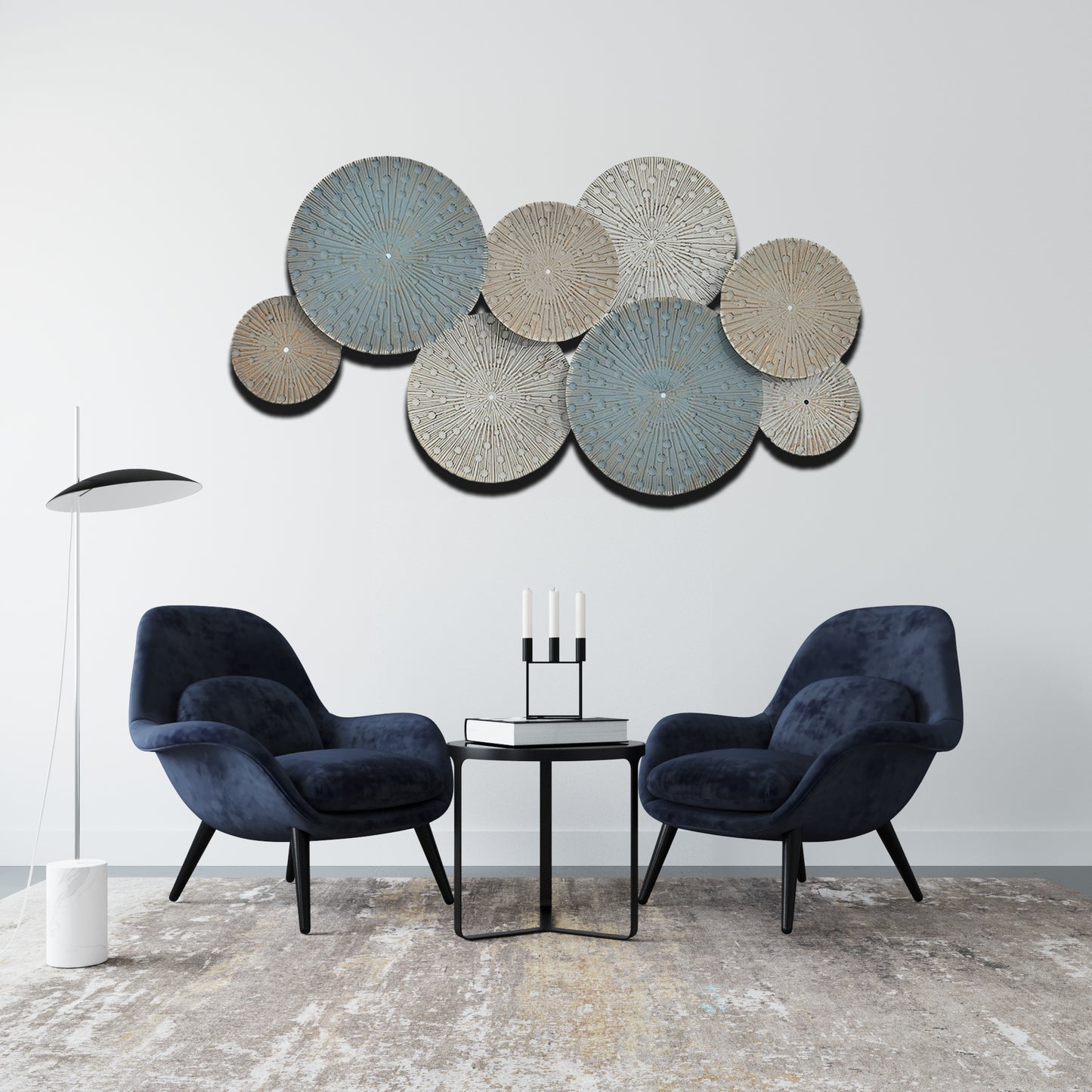 Modern Metal 3D Wall Sculpture - Abstract Lily Pads