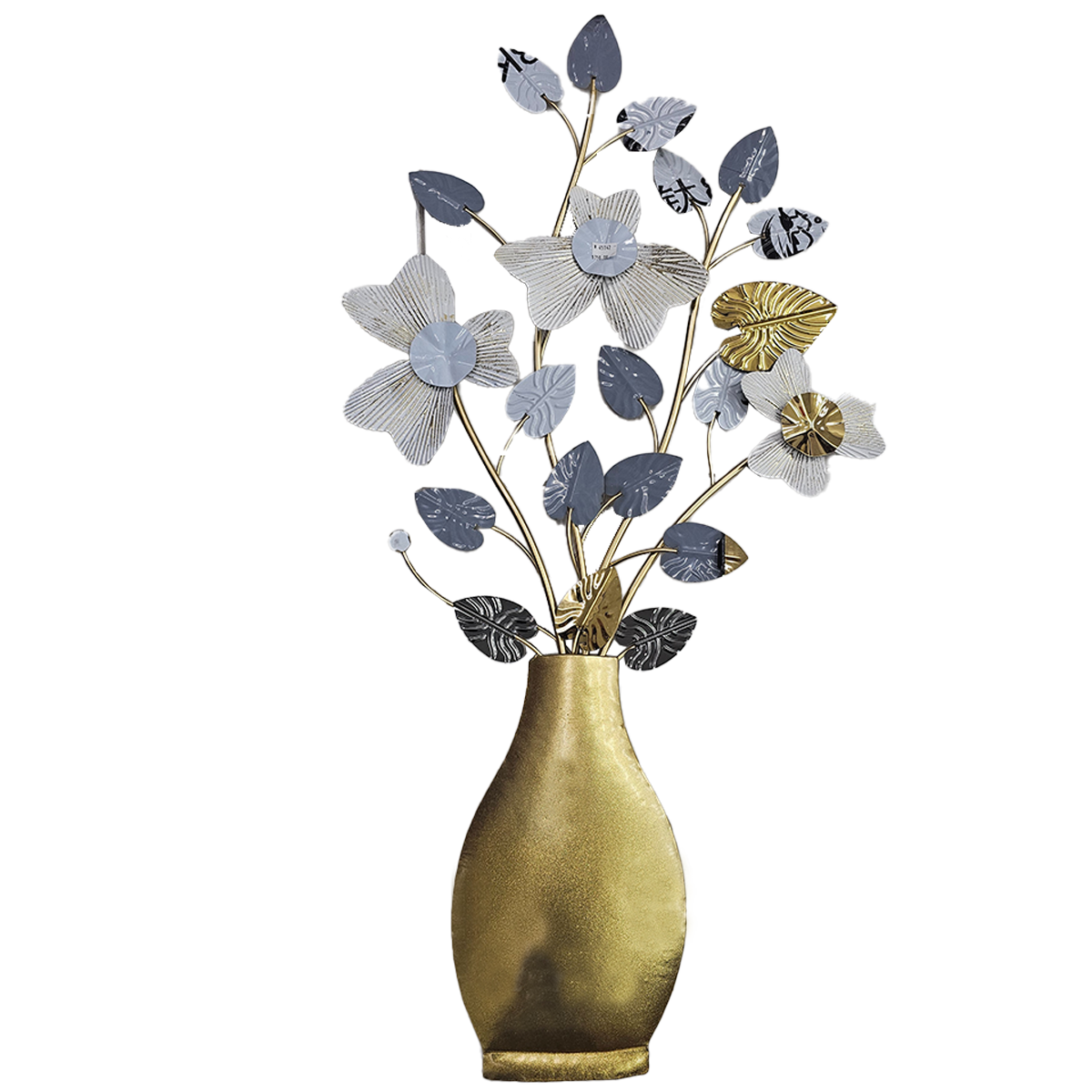 Metal 3D Wall Sculpture | Vase, Leaves, Flowers