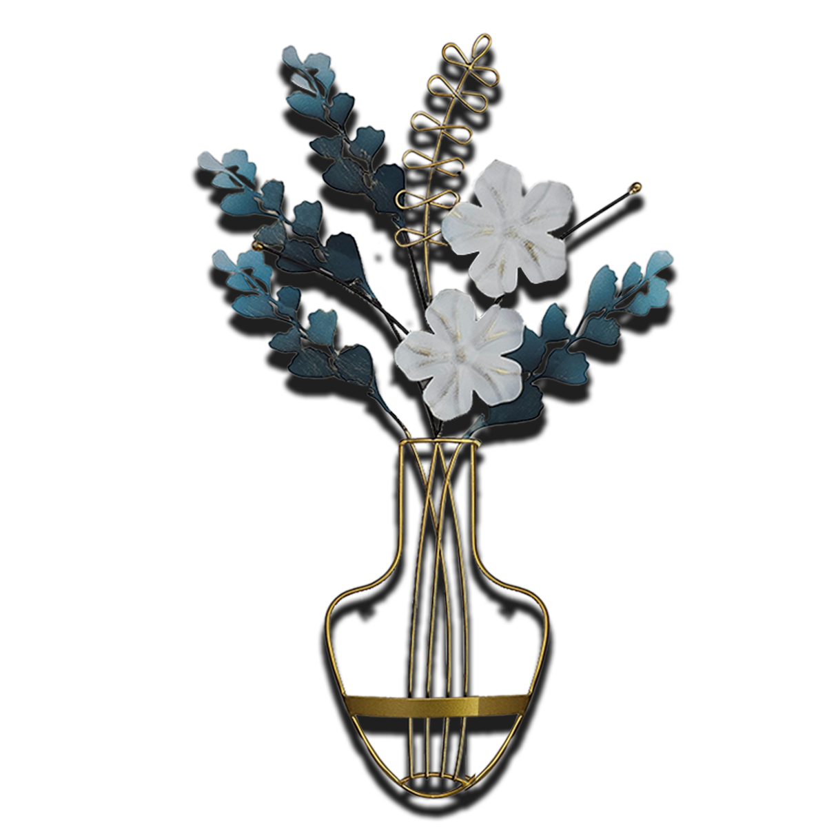 Metal 3D Wall Sculpture - Vase, Flowers, Fern
