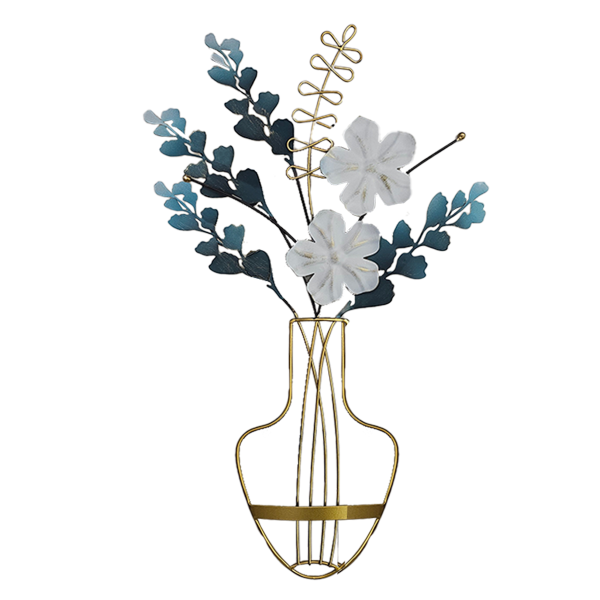 Metal 3D Wall Sculpture - Vase, Flowers, Fern