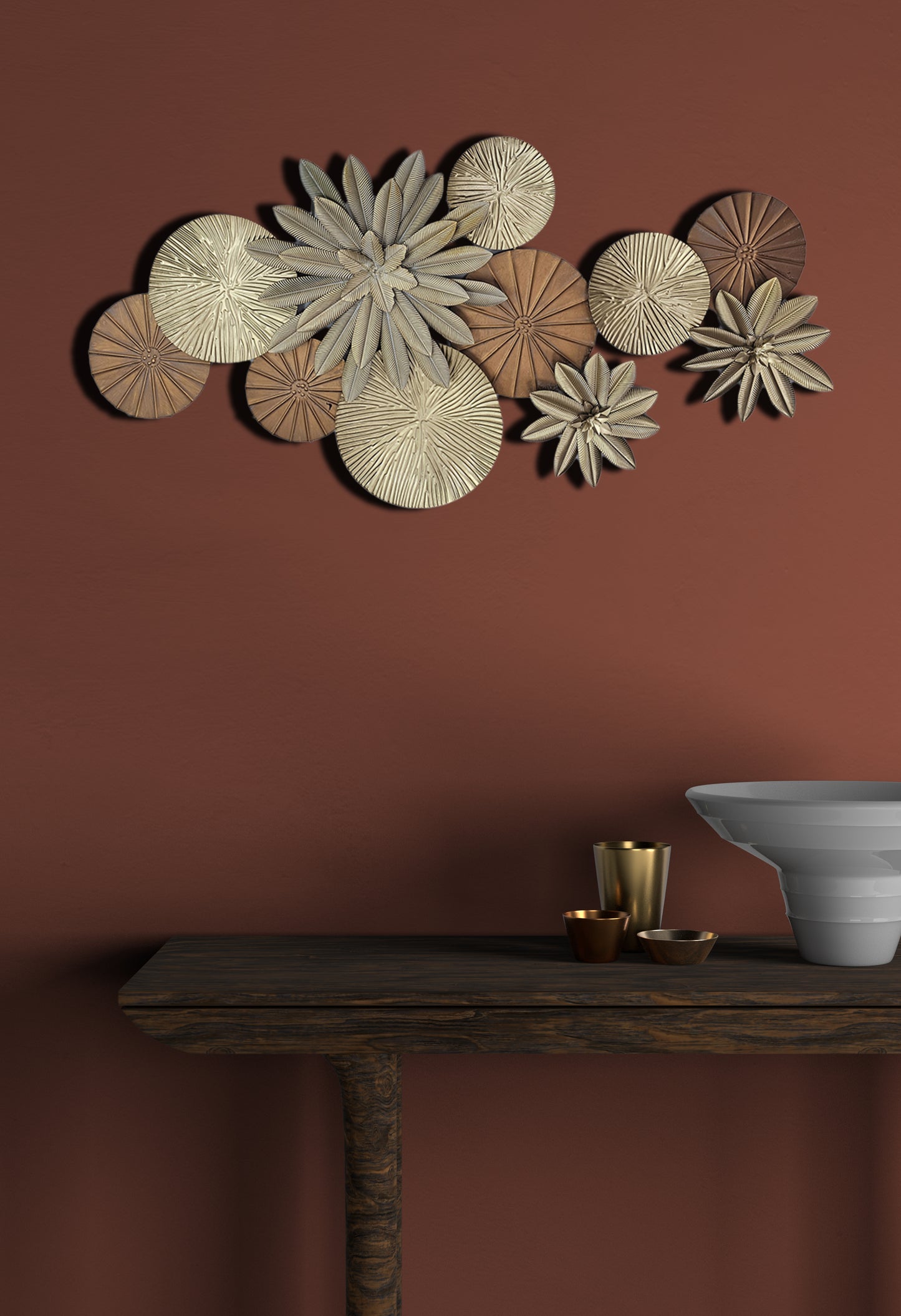 Abstract Lotus Leaf and Flower - Metal Wall Decor