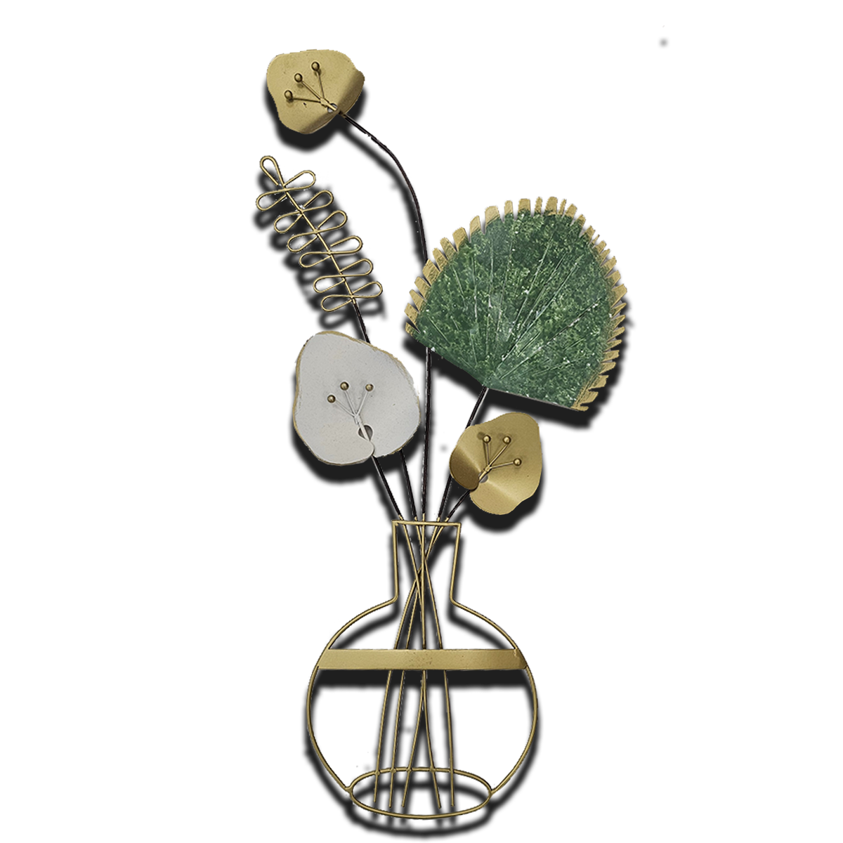 Metal Wall Clock - Vase, Plants