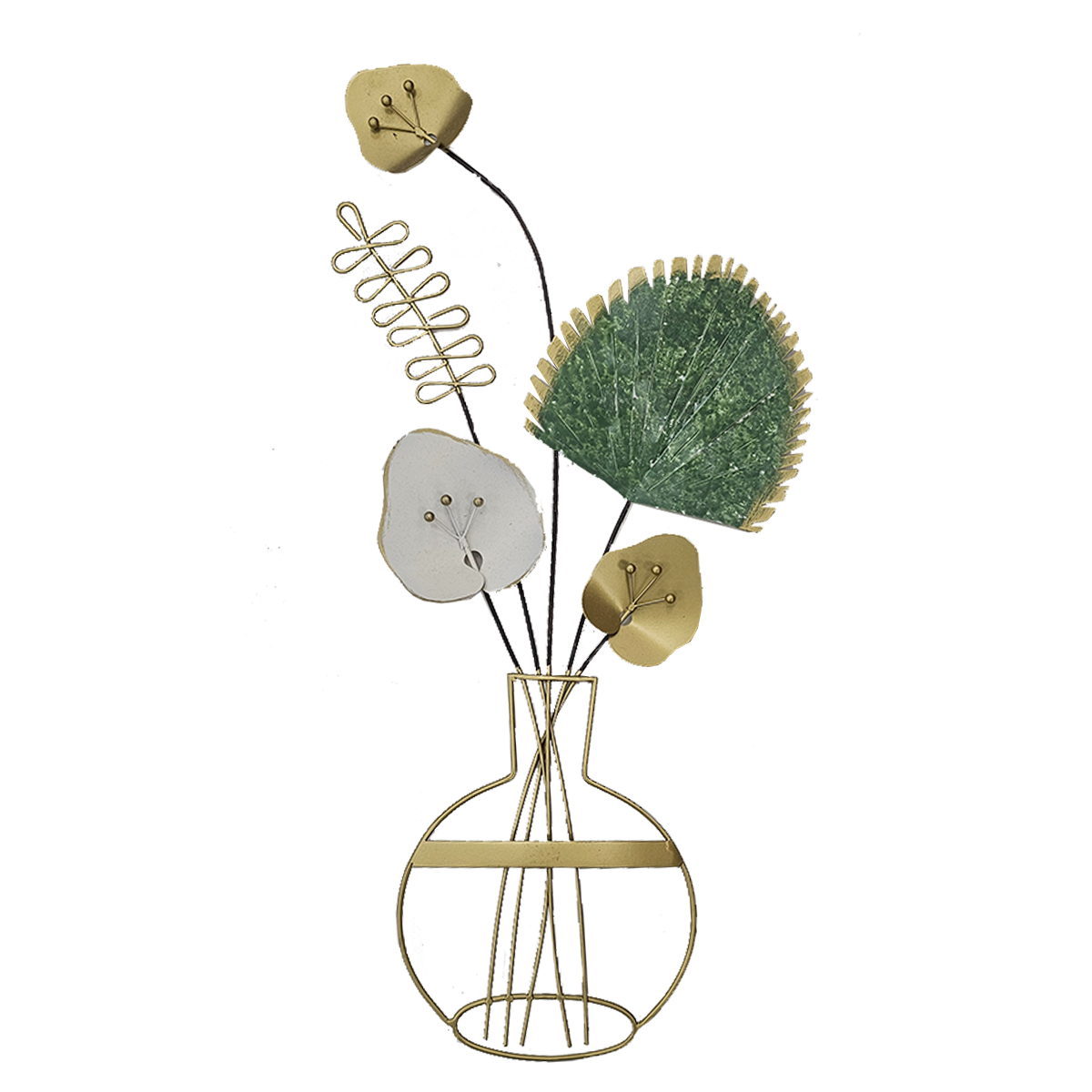Metal Wall Clock - Vase, Plants