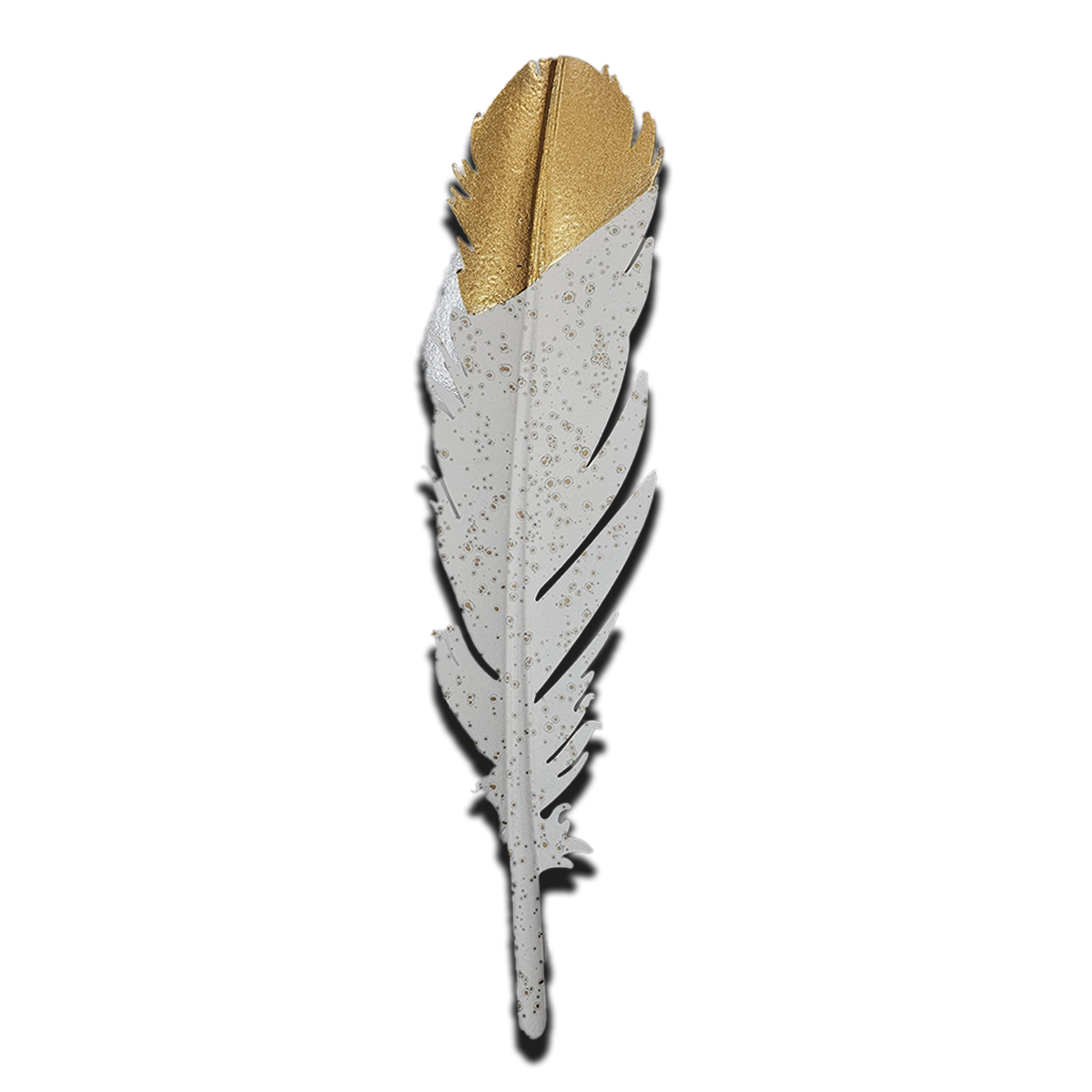 Gold Cast Iron 3D Feather Shape Wall Art