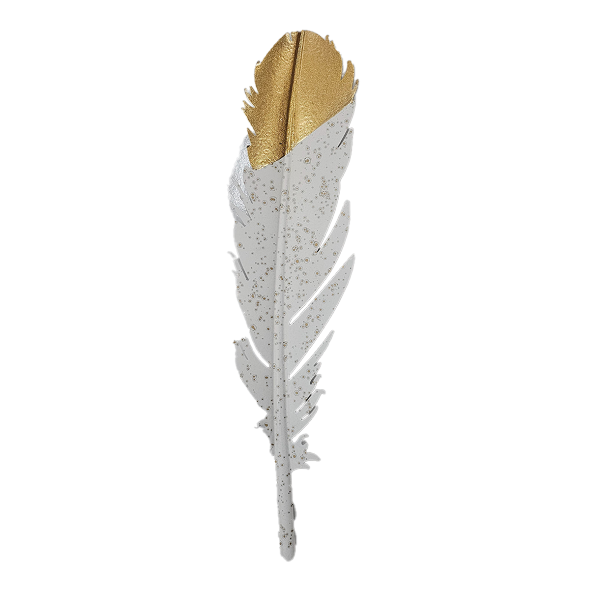 Gold Cast Iron 3D Feather Shape Wall Art