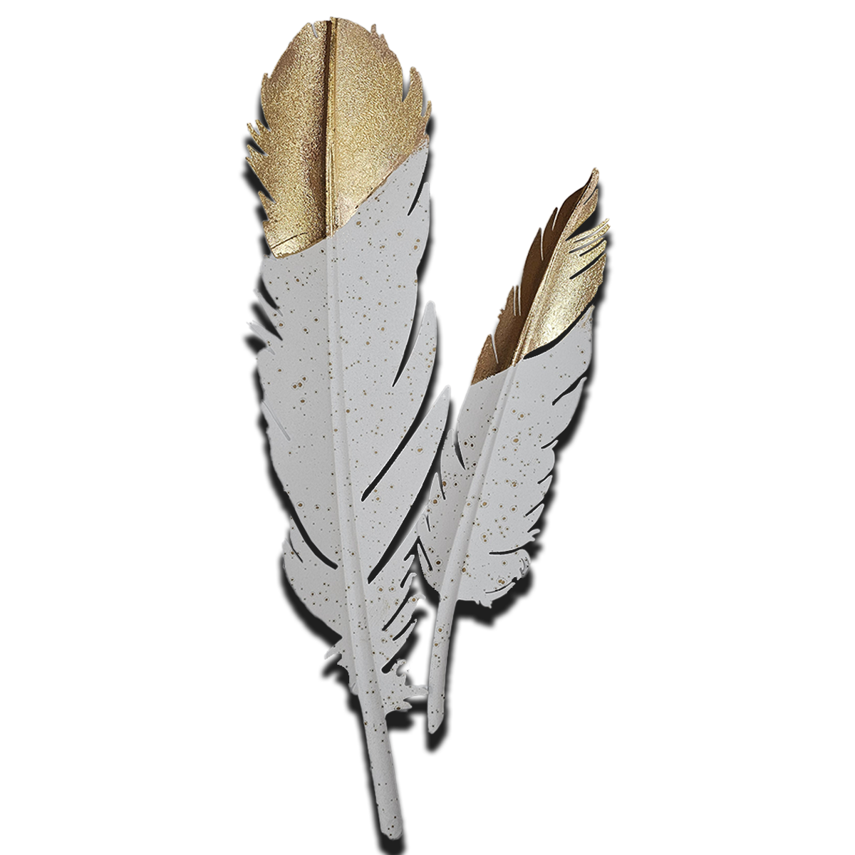Gold Cast Iron 3D Feather Shape Wall Art