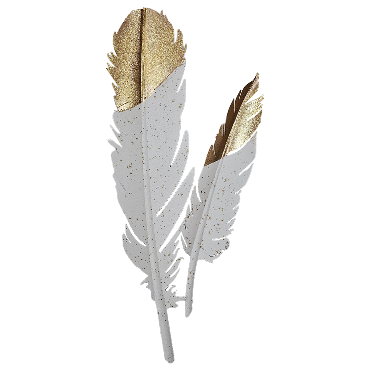 Gold Cast Iron 3D Feather Shape Wall Art