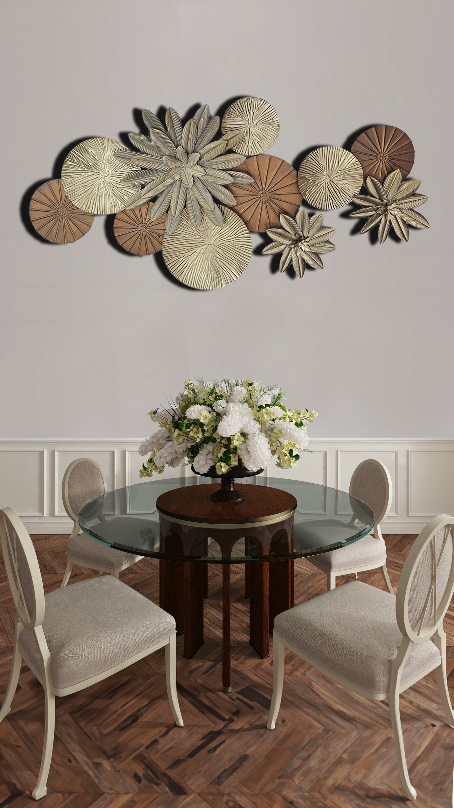 Abstract Lotus Leaf and Flower - Metal Wall Decor