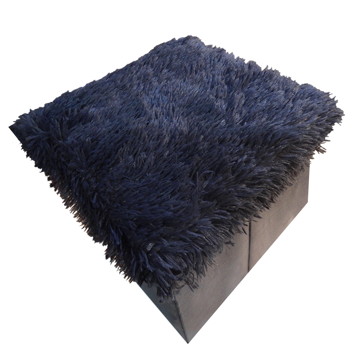 Foldable Ottoman Storage Box - Plush Faux Fur