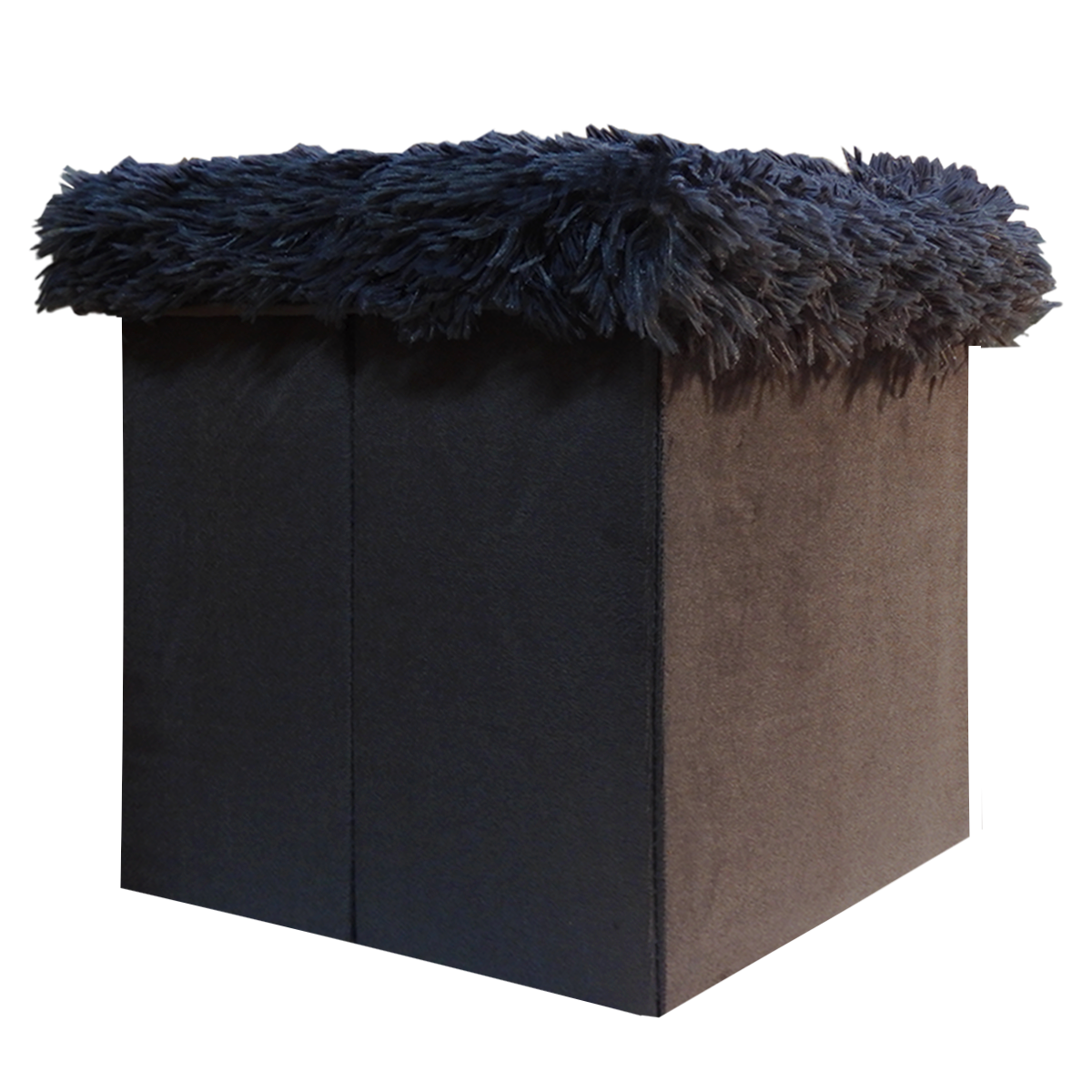 Foldable Ottoman Storage Box - Plush Faux Fur