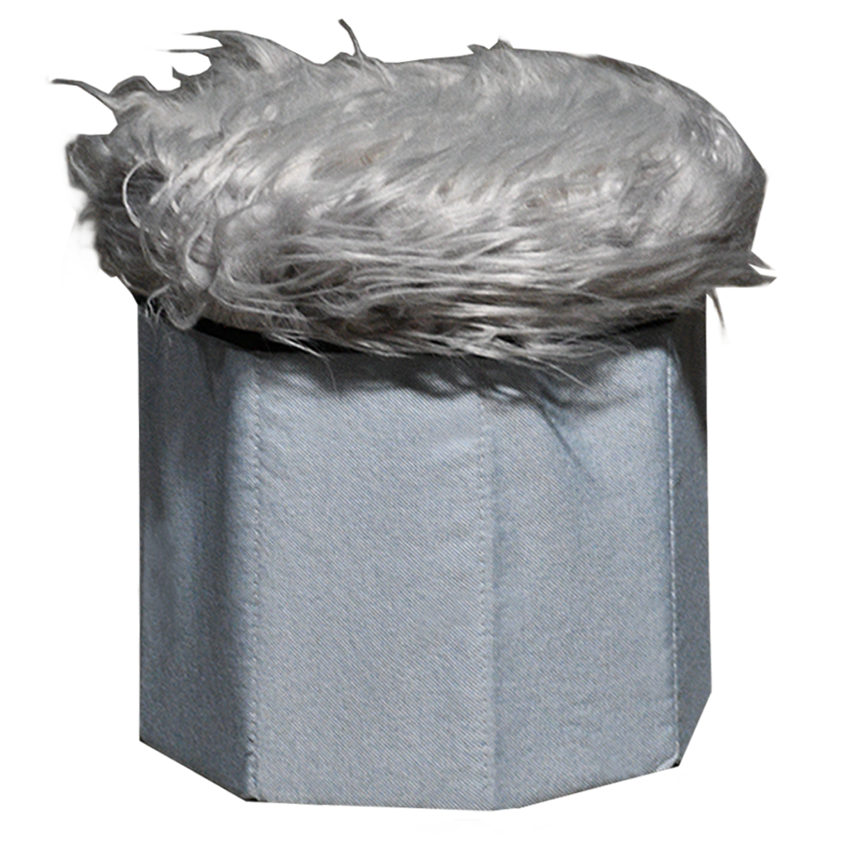 Foldable Ottoman Storage Box - Plush Faux Fur (Round)