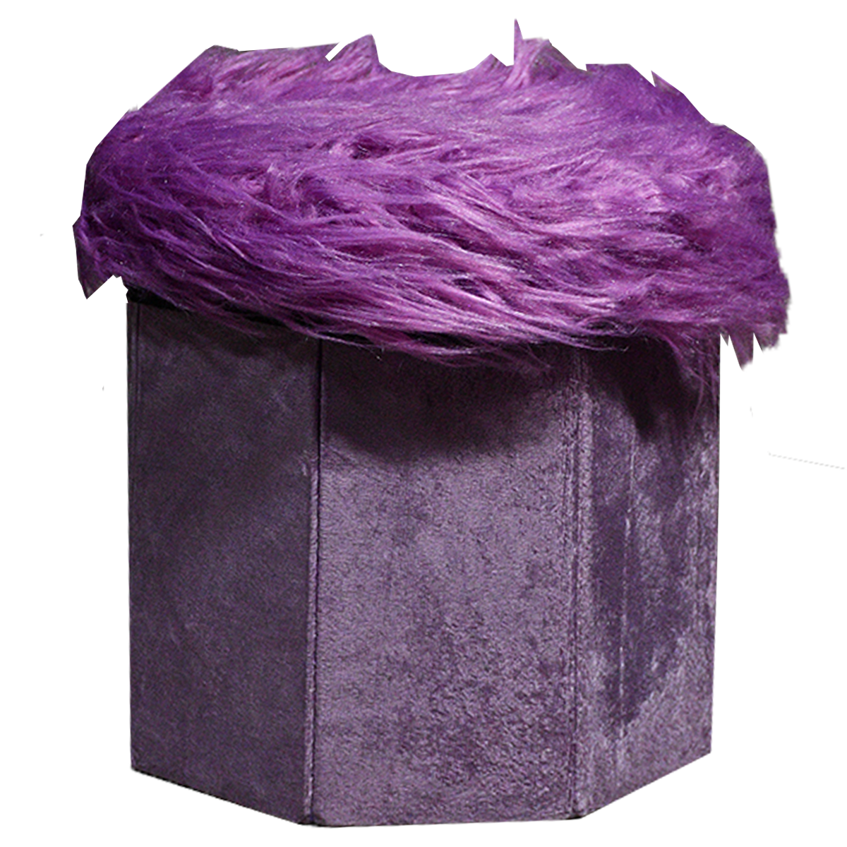 Foldable Ottoman Storage Box - Plush Faux Fur (Round)