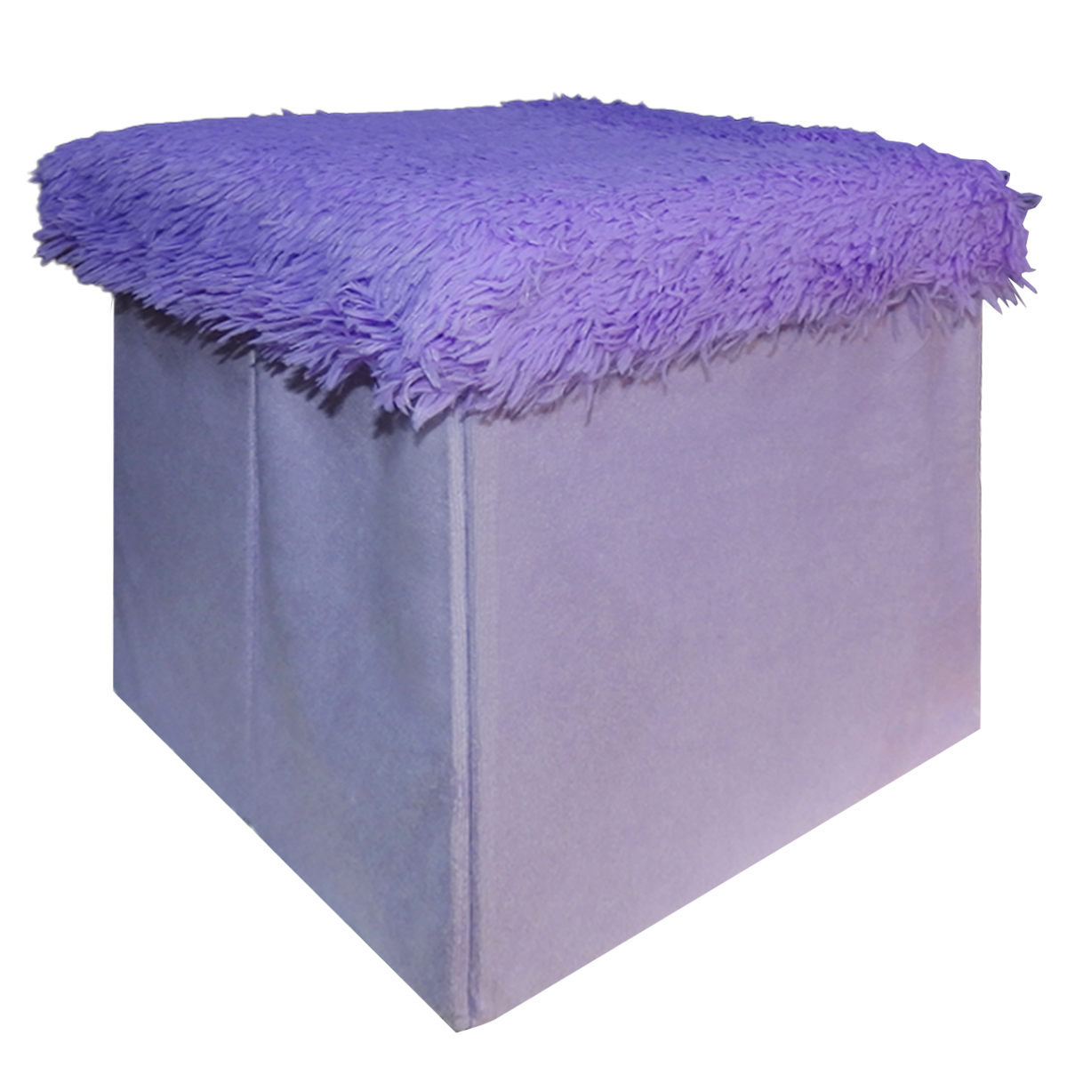 Foldable Ottoman Storage Box - Plush Faux Fur