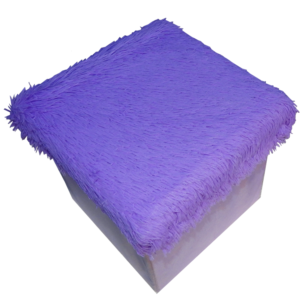Foldable Ottoman Storage Box - Plush Faux Fur