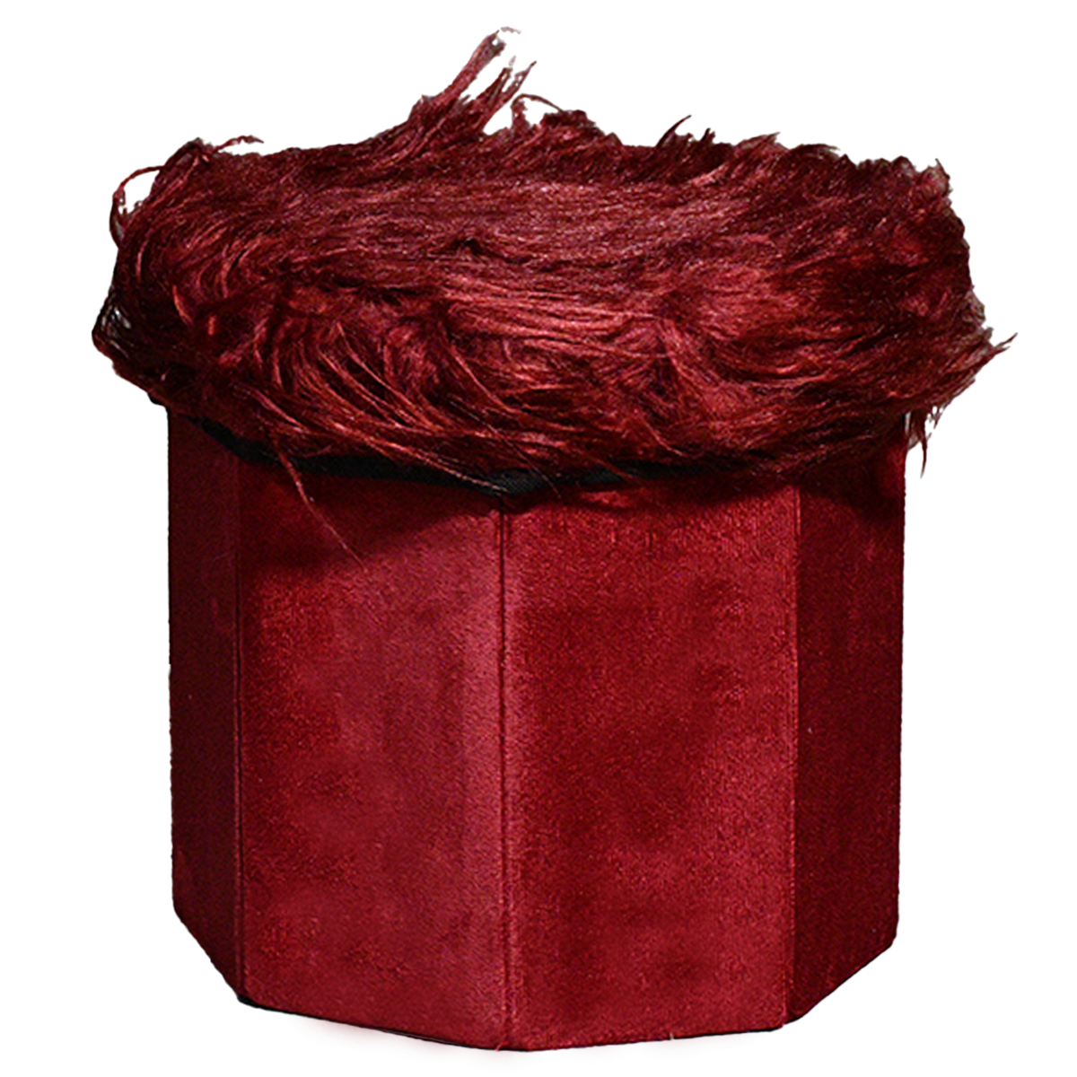 Foldable Ottoman Storage Box - Plush Faux Fur (Round)