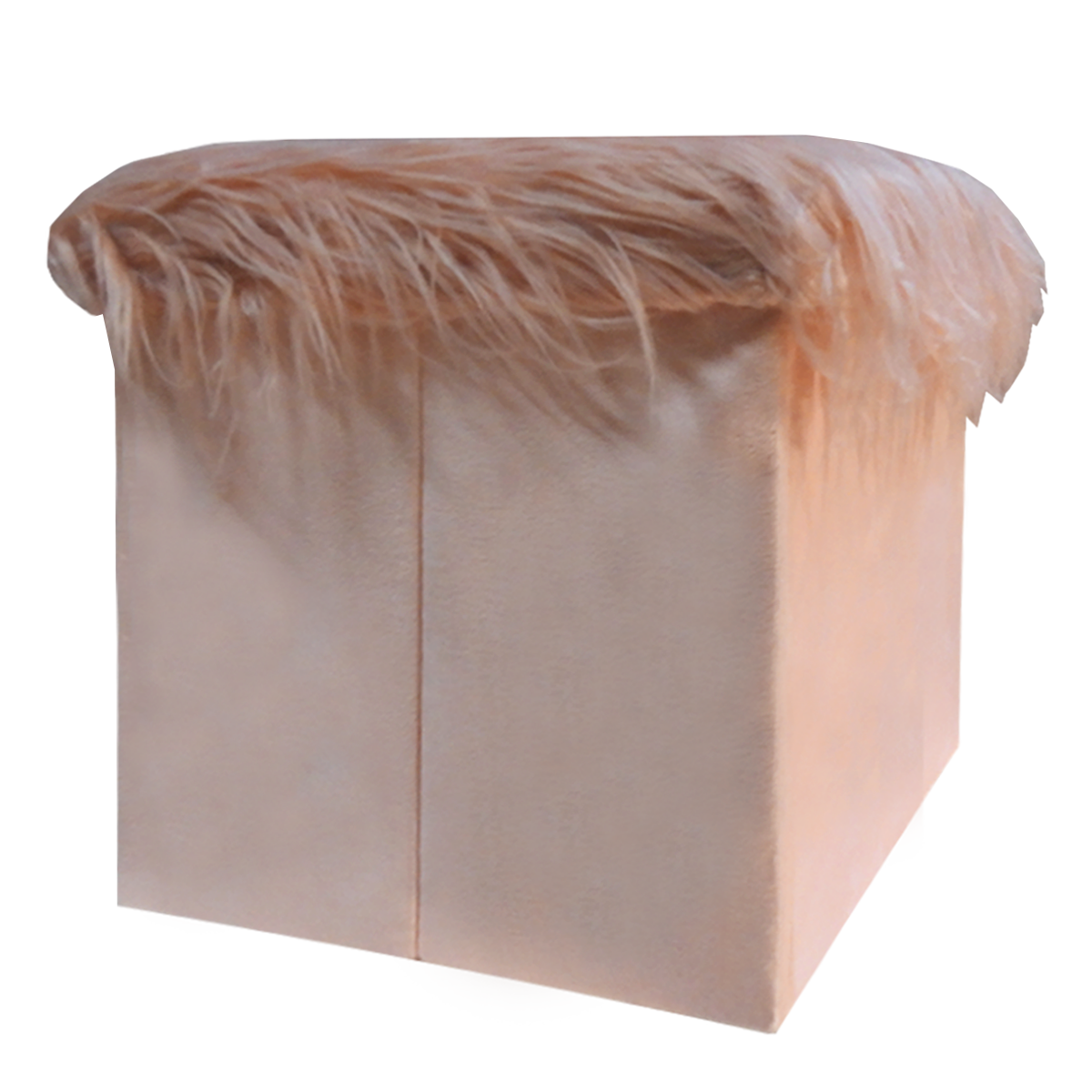 Foldable Ottoman Storage Box - Plush Faux Fur