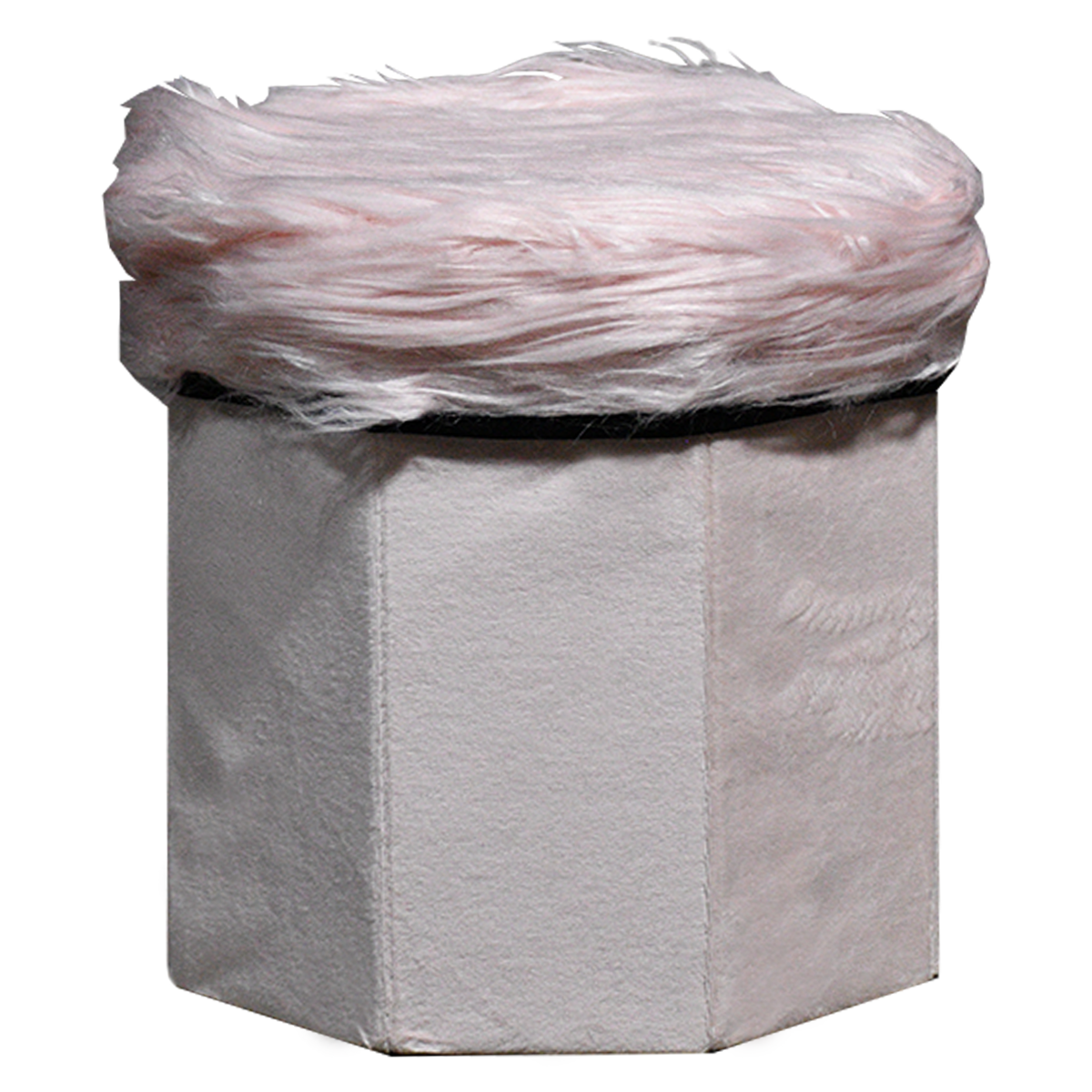 Foldable Ottoman Storage Box - Plush Faux Fur (Round)