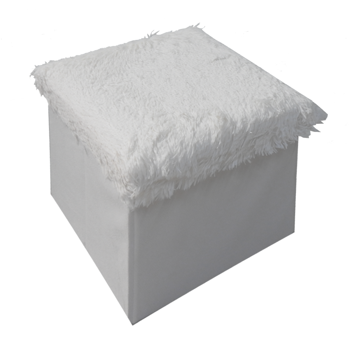 Foldable Ottoman Storage Box - Plush Faux Fur