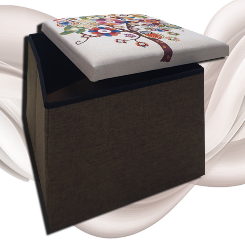 Foldable Ottoman Storage Box - Tapestry, Cube