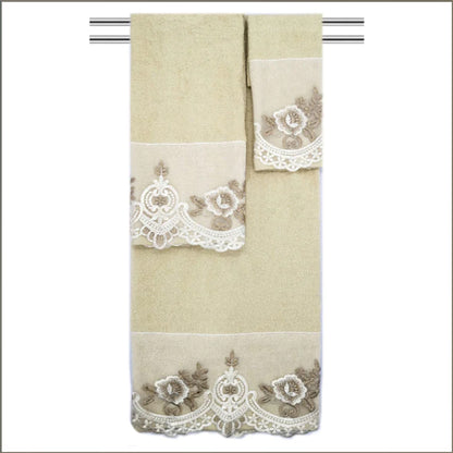 Mercury 3pc Floral Embroidered Bath Towel Set