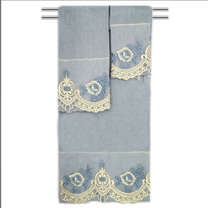 Mercury 3pc Floral Embroidered Bath Towel Set