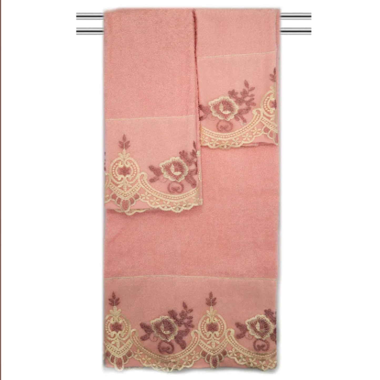 Mercury 3pc Floral Embroidered Bath Towel Set