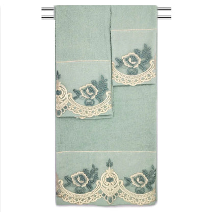 Mercury 3pc Floral Embroidered Bath Towel Set