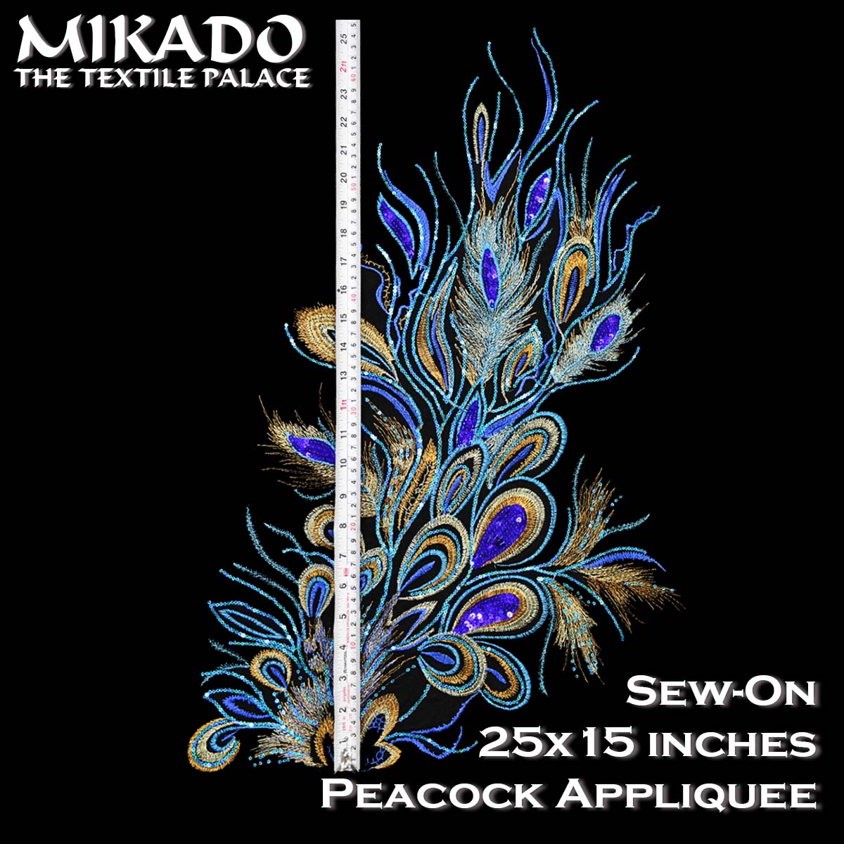 Peacock Embroidered Sequin Appliquee