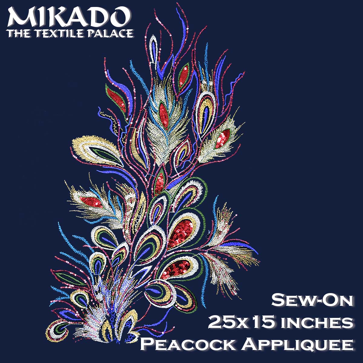 Peacock Embroidered Sequin Appliquee