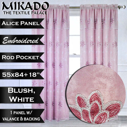 Alice Embroidered Panel (attached valance and backing)