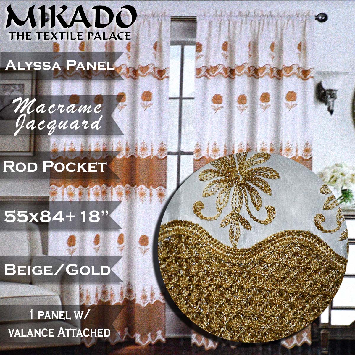 Alyssa Panel with Attached Valance