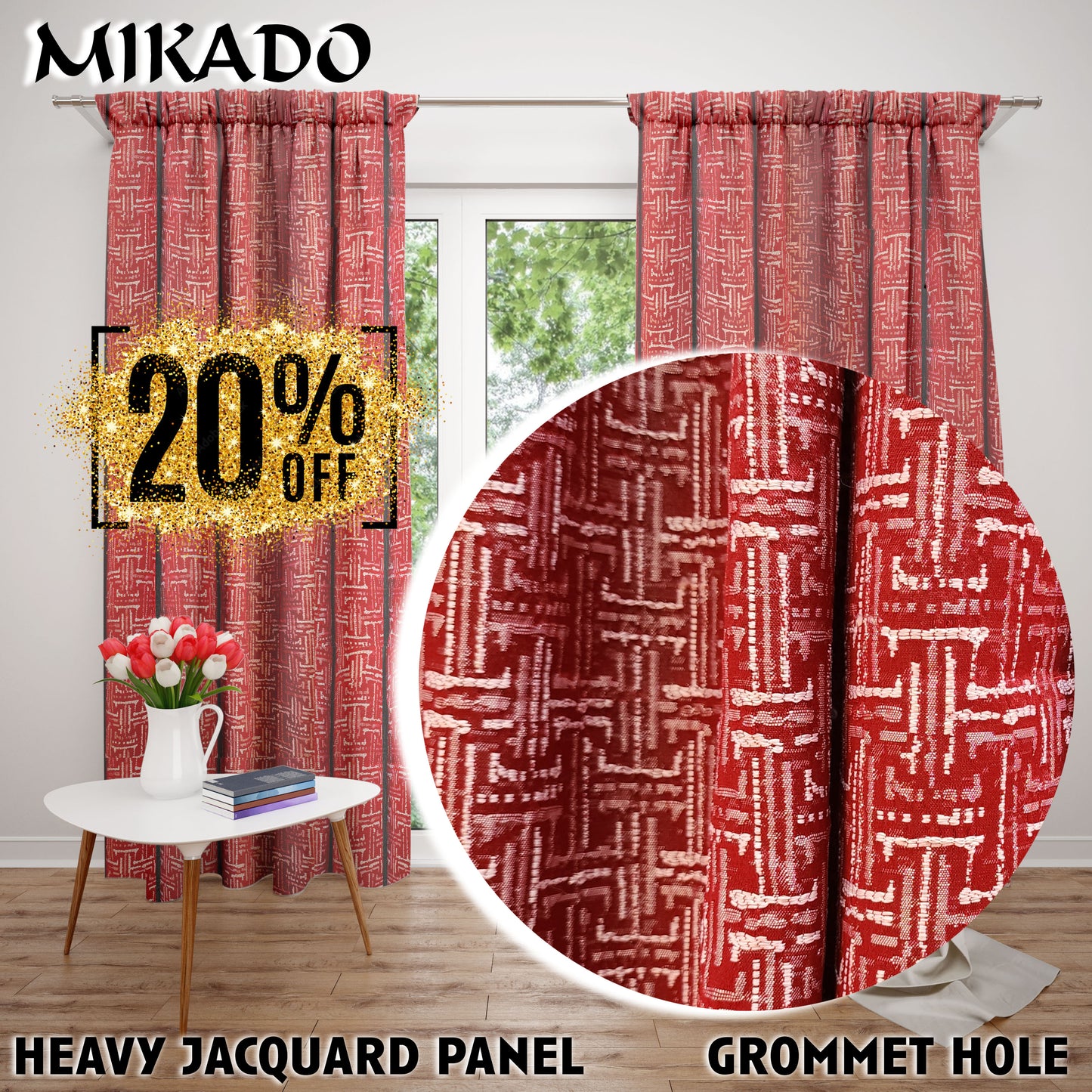 Basko Weave Panel & Kitchen Curtain