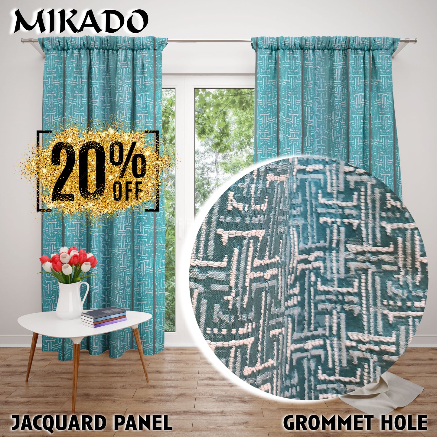 Basko Weave Panel & Kitchen Curtain