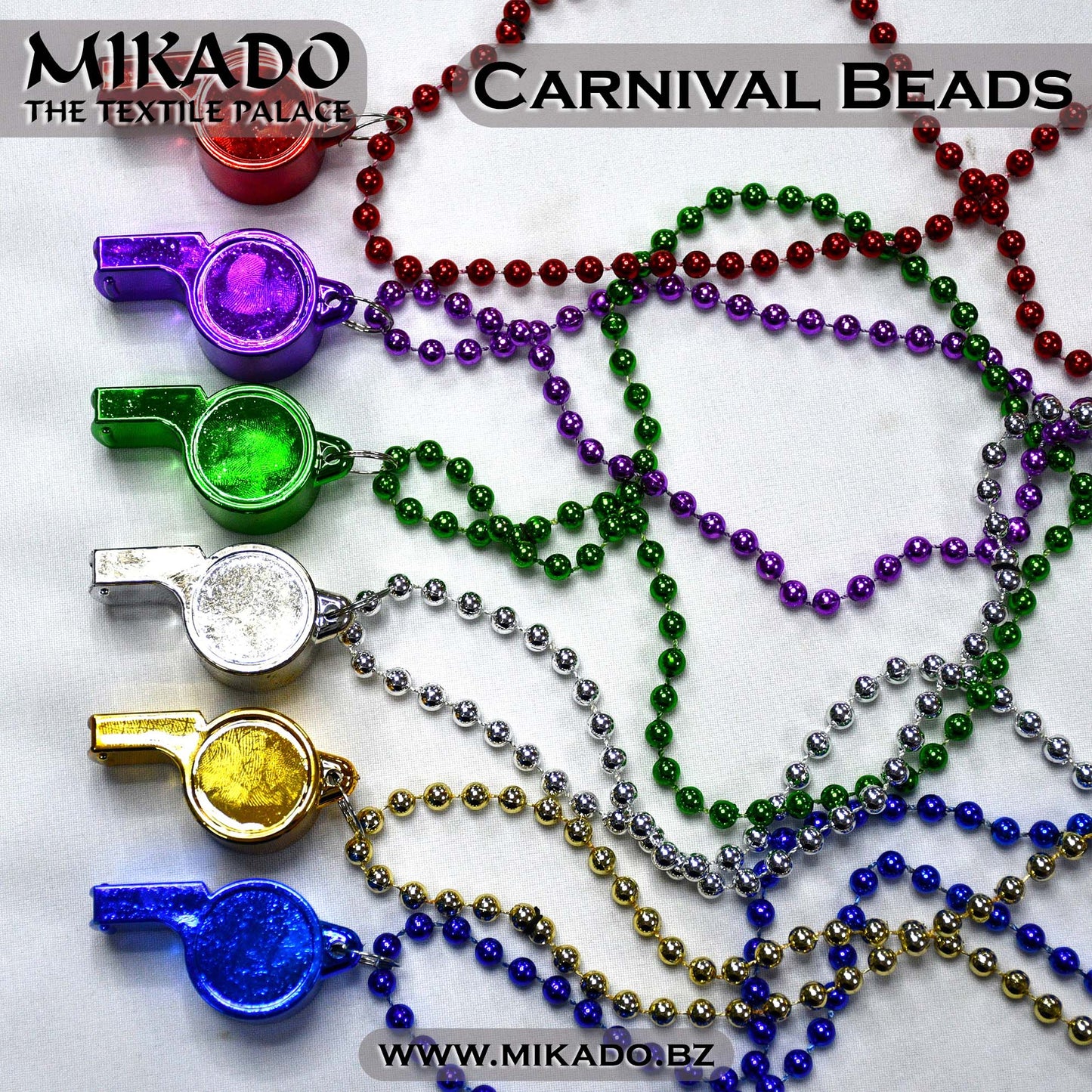 Carnival Bead Necklace w/ Whistle