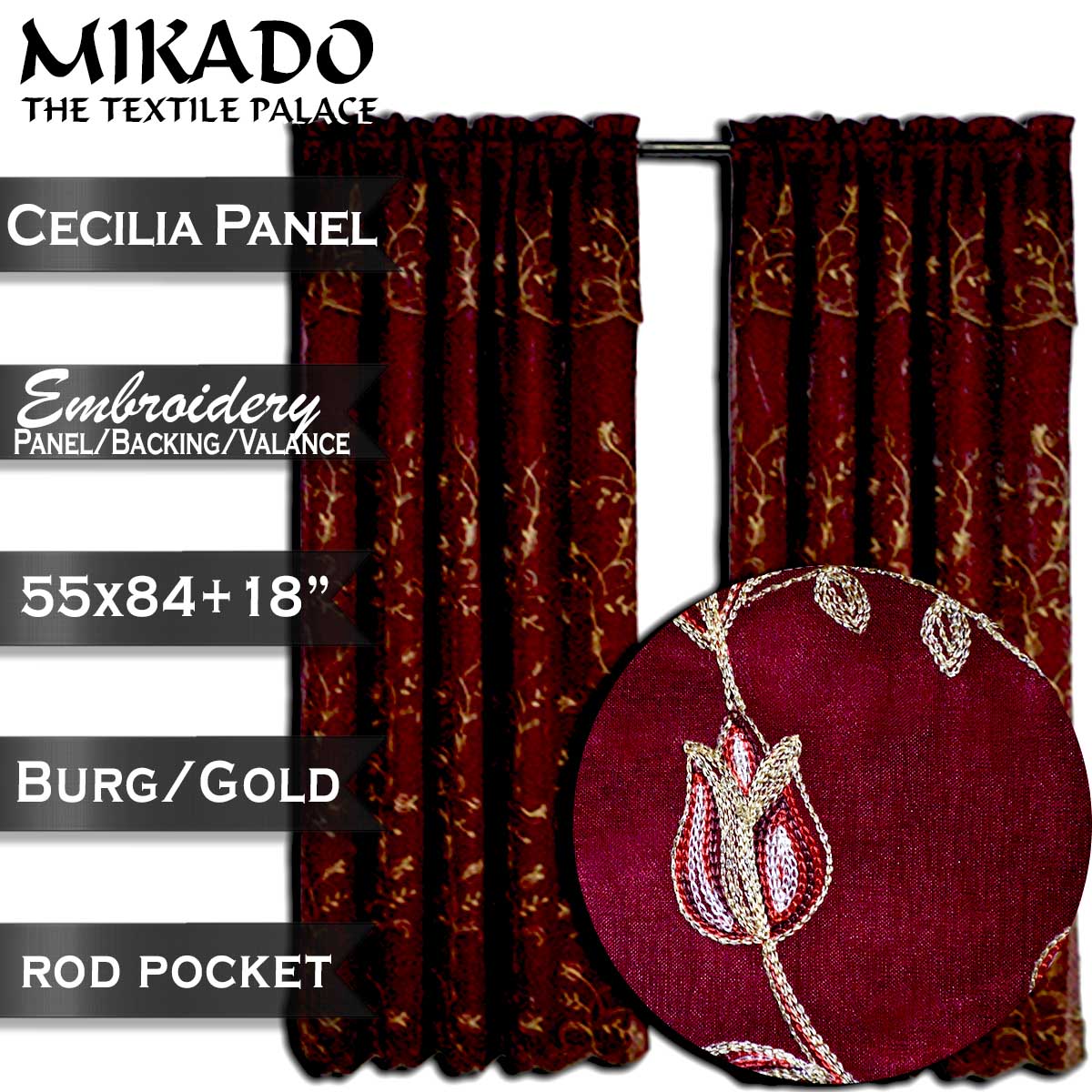 Cecilia Embroidery Panel