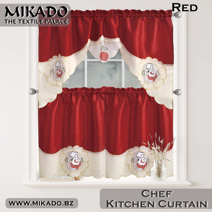 Chef Embroidered Kitchen Curtain (Design #1 & #2)