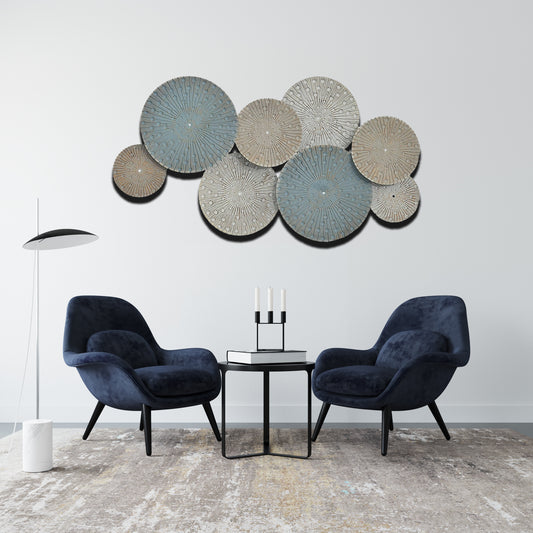 Modern Metal 3D Wall Sculpture - Abstract Lily Pads