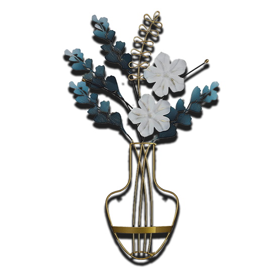 Metal 3D Wall Sculpture - Vase, Flowers, Fern