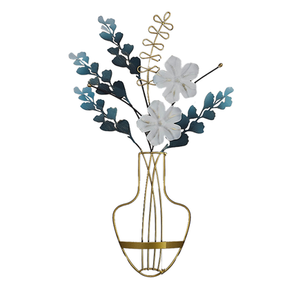 Metal 3D Wall Sculpture - Vase, Flowers, Fern