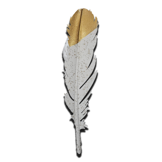 Gold Cast Iron 3D Feather Shape Wall Art