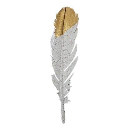 Gold Cast Iron 3D Feather Shape Wall Art