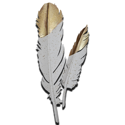 Gold Cast Iron 3D Feather Shape Wall Art