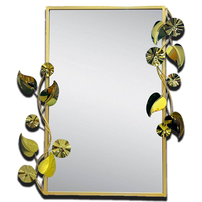Wall Mirror, Metal Frame - Leaves, Vines, Abstract Flower