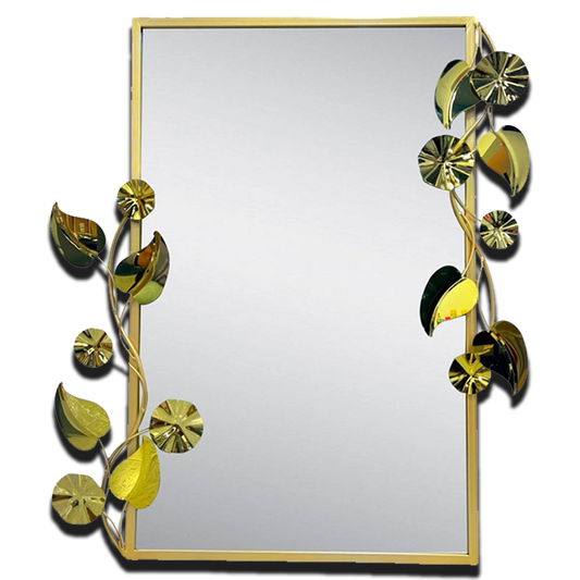 Wall Mirror, Metal Frame - Leaves, Vines, Abstract Flower