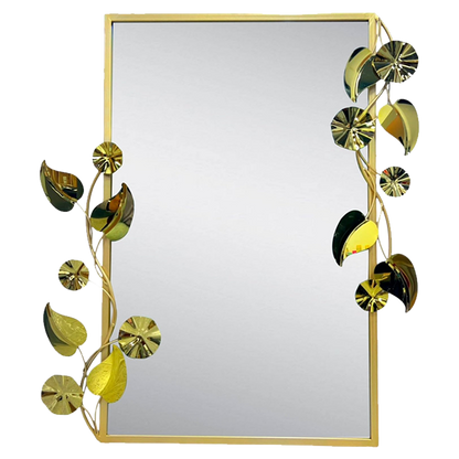 Wall Mirror, Metal Frame - Leaves, Vines, Abstract Flower