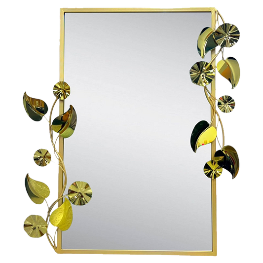 Wall Mirror, Metal Frame - Leaves, Vines, Abstract Flower