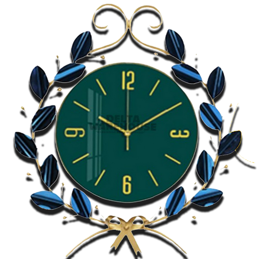 Nordic Style Silent Metal Wall Clock | Leaves & Vines
