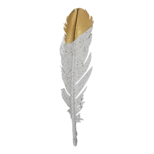 Gold Cast Iron 3D Feather Shape Wall Art