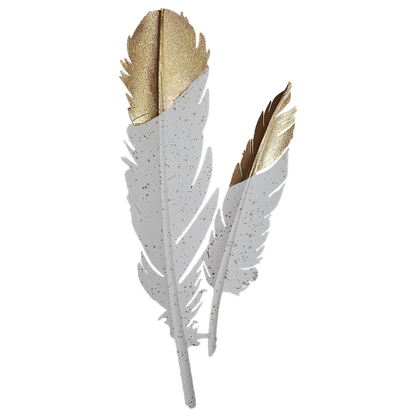 Gold Cast Iron 3D Feather Shape Wall Art
